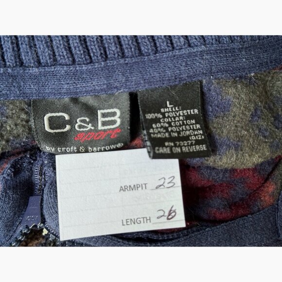 Vintage C&B Sport Southwest Print Fleece 1/4 Zip Jacket Size L Cabin Cozy 90s - Picture 2 of 9